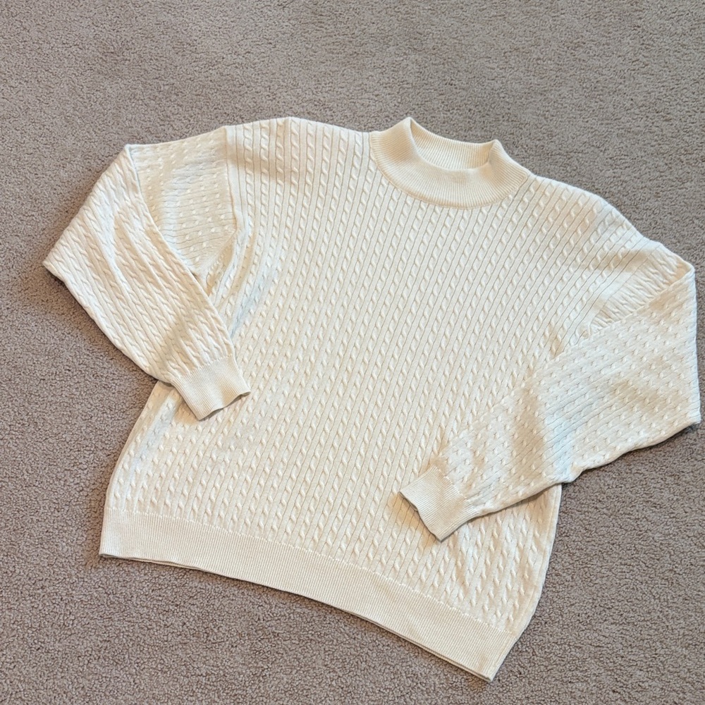 Vintage Department Cream Cable Knit Sweater